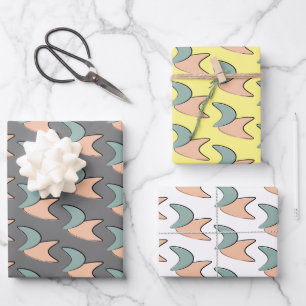 Retro Atomic Crescents Pattern Wrapping Paper