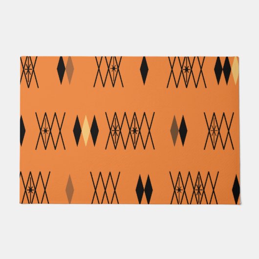 Retro Atomic Diamonds Pattern Sinaasappel Deurmat (Voorkant)