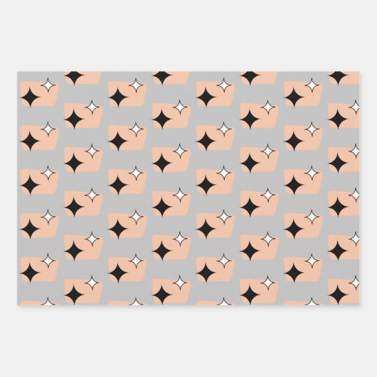 Retro Atomic Diamonds Pattern Trio Inpakpapier Vel (Voorkant)