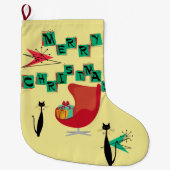 Retro Atomic Era Cats & Stocking Stocking Stocking Grote Kerstsok (Voorkant)