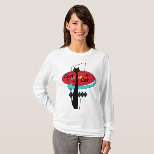 Retro Atomic Era Cool Cat Sign MCM T-shirt (Voorkant volledig)