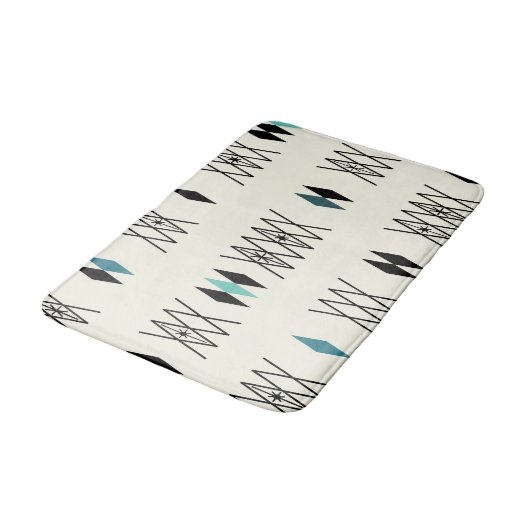 Retro Atomic Era Diamonds Pattern Turquoise Badmat (Gekanteld)