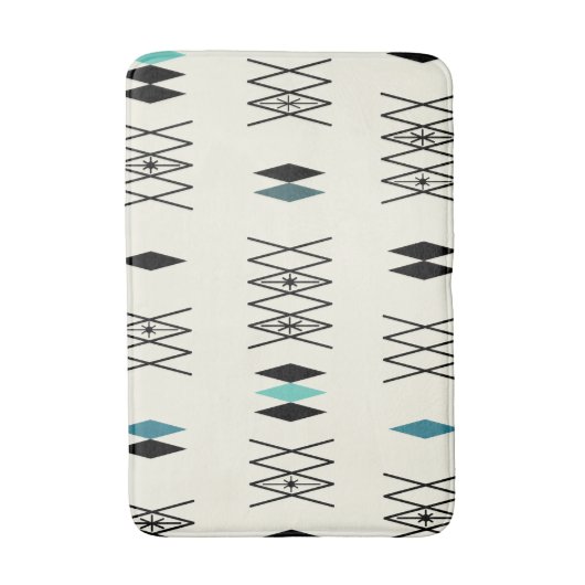 Retro Atomic Era Diamonds Pattern Turquoise Badmat (Voorkant Verticaal)