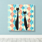 Retro Atomic Era MCM Cool Cat Canvas v2 Afdruk (Insitu (Houten vloer))