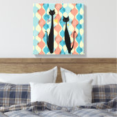 Retro Atomic Era MCM Cool Cat Canvas v2 Afdruk (Insitu (Slaapkamer))