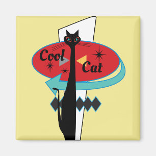 Retro Atomic Era MCM Cool Cat Magnet v2