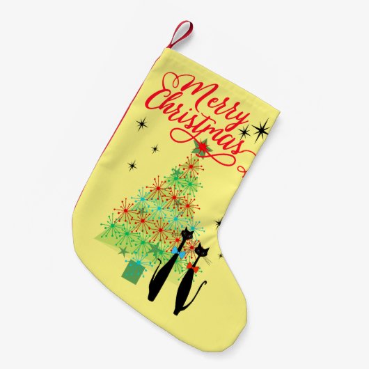 Retro Atomic Era MCM Koele Kat Kerstboom Kleine Kerstsok (Voorkant (Hangend))