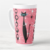 Retro Atomic Era Mid Century Modern Cool Cat Star Latte Mok (Linkerhoek)