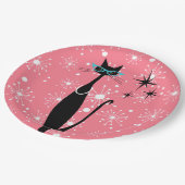 Retro Atomic Era Mid Century Modern MCM Black Cat Papieren Bordje (Gekanteld)