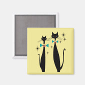 Retro Atomic Era Mid Century Modern MCM Cool Cats Magneet (Voorkant / Achterkant)