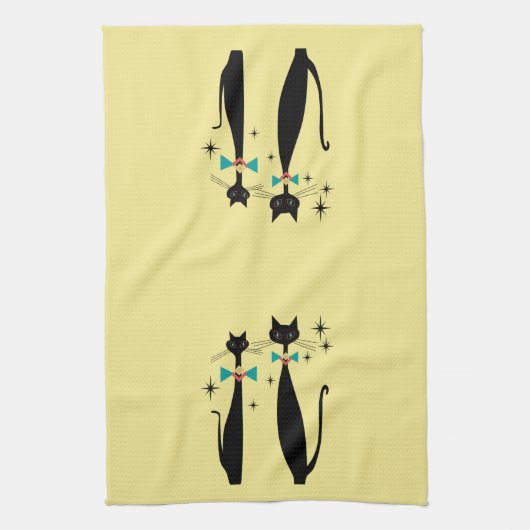 Retro Atomic Era Mid Century Modern MCM Cool Cats Theedoek (Verticaal)