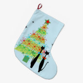 Retro Atomic Era midden-eeuwse moderne kerstkatten Grote Kerstsok (Voorkant (Hangend))