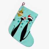 Retro Atomic Era midden-eeuwse moderne kerstkatten Grote Kerstsok (Voorkant (Hangend))