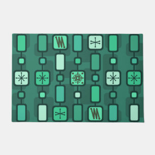 Retro Atomic Geometric Art Blauwgroen Deurmat