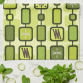 Retro Atomic Geometric Art Chartreuse Theedoek (Gevouwen)