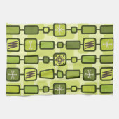 Retro Atomic Geometric Art Chartreuse Theedoek (Horizontaal)