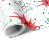 Retro Atomic Kerstfeestdag Cadeaupapier (Rol Hoek)