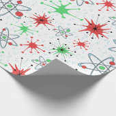 Retro Atomic Kerstfeestdag Cadeaupapier (Hoek)