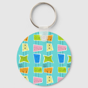 Retro Atomic Kitsch Button Sleutelhanger