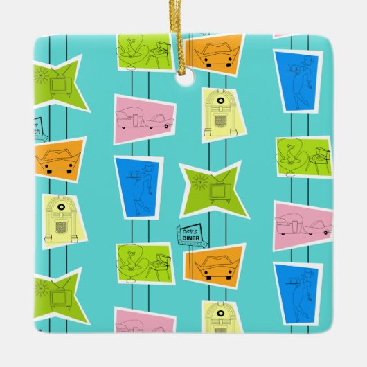 Retro Atomic Kitsch keramisch sierlijk Ornament (Voorkant)