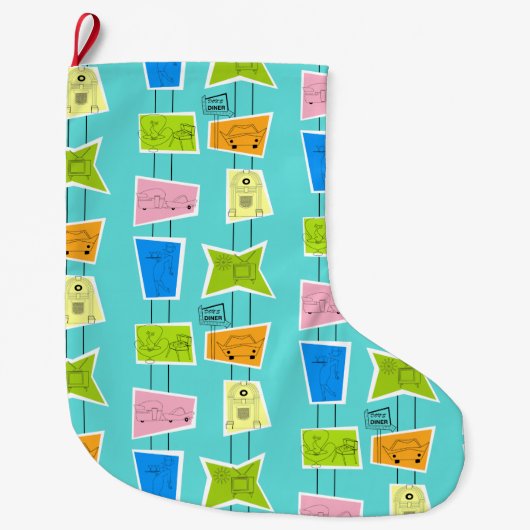 Retro Atomic Kitsch kerststop Grote Kerstsok (Voorkant)