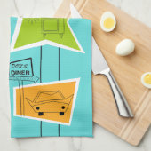 Retro Atomic Kitsch Kitchen Towel Theedoek (Quarter Fold)