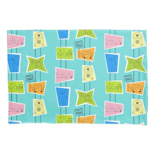 Retro Atomic Kitsch Pillowcase Kussensloop (Voorkant)