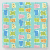 Retro Atomic Kitsch Stone Onderzetter