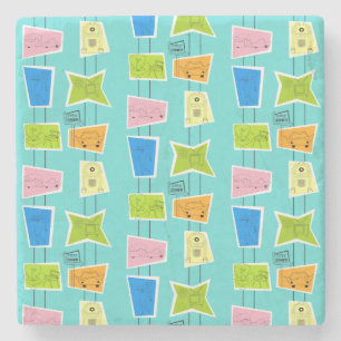 Retro Atomic Kitsch Stone Onderzetter