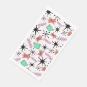 Retro Atomic MCM Roze Sinaasappel Groen Zwart Servet (Hoek)