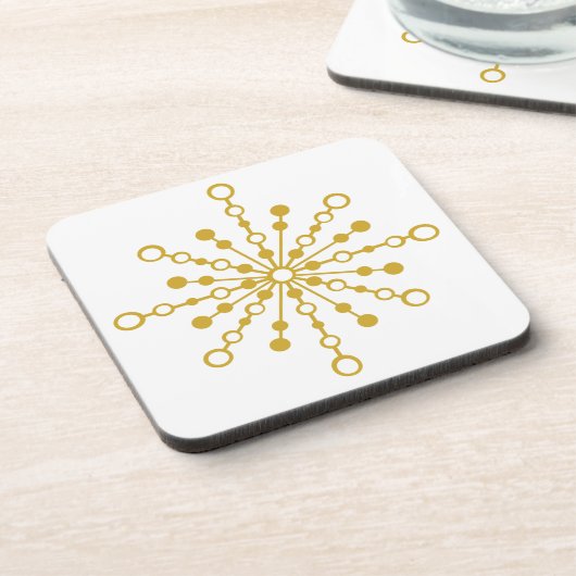 Retro Atomic Mid-Century Design Gouden Kleur Aange Bier Onderzetter (Linkerzijde)