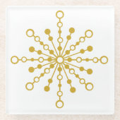 Retro Atomic Mid-Century Design Gouden Kleur Aange Glazen Onderzetter (Voorkant)