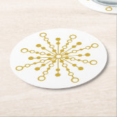 Retro Atomic Mid-Century Design Gouden Kleur Aange Ronde Kartonnen Onderzetter (Gebogen)