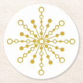 Retro Atomic Mid-Century Design Gouden Kleur Aange Ronde Kartonnen Onderzetter (Voorkant)