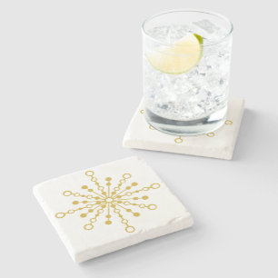 Retro Atomic Mid-Century Design Gouden Kleur Aange Stenen Onderzetter