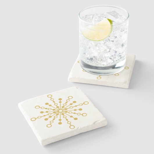 Retro Atomic Mid-Century Design Gouden Kleur Aange Stenen Onderzetter (Zijkant)