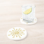 Retro Atomic Mid-Century Design Gouden Kleur Aange Zandsteen Onderzetter (Zijkant)