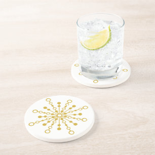 Retro Atomic Mid-Century Design Gouden Kleur Aange Zandsteen Onderzetter