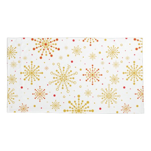 Retro Atomic Mid-Century Mod Red & Gold Kussensloop (Achterkant-Links)