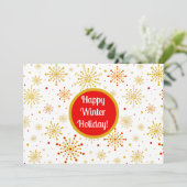 Retro Atomic Mid-Century Mod Red & Gold Starburst Feestdagenkaart (Staand voorkant)