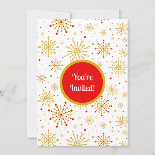 Retro Atomic Mid-Century Mod Red & Gold Starburst Kaart (Voorkant)