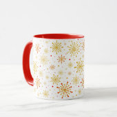 Retro Atomic Mid-Century Mod Red & Gold Starburst Mok (Voorkant links)