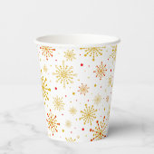 Retro Atomic Mid-Century Mod Red & Gold Starburst Papieren Bekers (Achterkant)