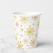 Retro Atomic Mid-Century Mod Red & Gold Starburst Papieren Bekers (Rechts)