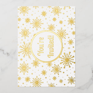 Retro Atomic Mid-Century Mod Starburst Gold Folie Uitnodiging