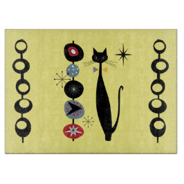 Retro Atomic Mid Century Modern Cool Cat Serving Snijplank