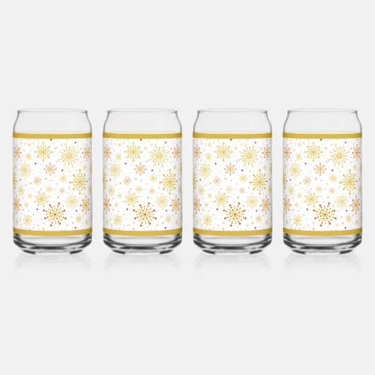 Retro Atomic Mid-Century Modern Rood & Goud Blikvorm Glas (Achterkant)