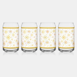 Retro Atomic Mid-Century Modern Rood & Goud Blikvorm Glas