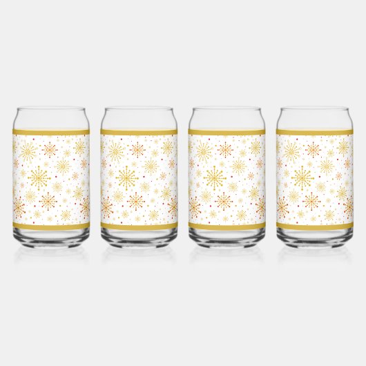 Retro Atomic Mid-Century Modern Rood & Goud Blikvorm Glas (Voorkant)