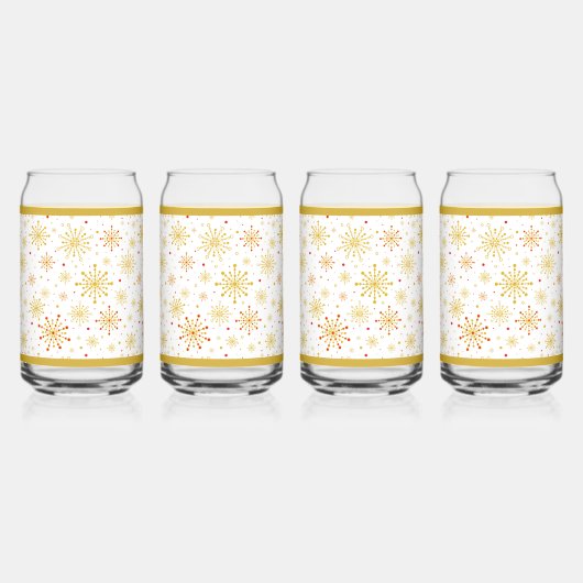 Retro Atomic Mid-Century Modern Rood & Goud Blikvorm Glas (Links)